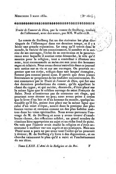 L'ami de la religion et du roi journal ecclesiastique, politique et litteraire