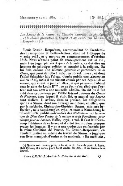 L'ami de la religion et du roi journal ecclesiastique, politique et litteraire