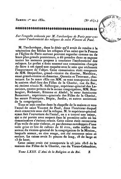 L'ami de la religion et du roi journal ecclesiastique, politique et litteraire