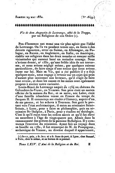 L'ami de la religion et du roi journal ecclesiastique, politique et litteraire