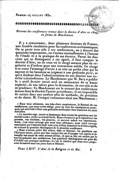 L'ami de la religion et du roi journal ecclesiastique, politique et litteraire