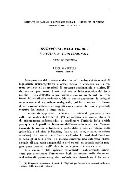 Lavoro umano rivista mensile di fisiologia, patologia e clinica del lavoro