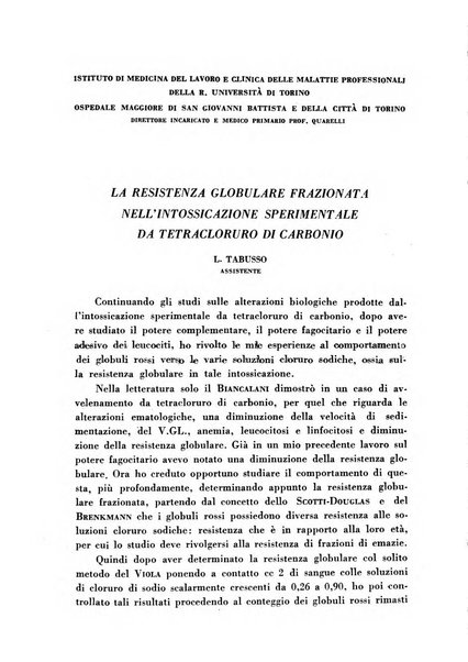 Lavoro umano rivista mensile di fisiologia, patologia e clinica del lavoro