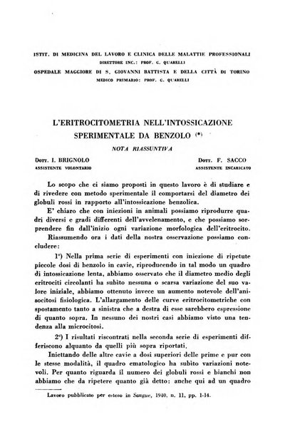 Lavoro umano rivista mensile di fisiologia, patologia e clinica del lavoro