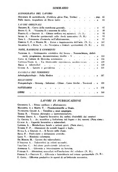 Lavoro umano rivista mensile di fisiologia, patologia e clinica del lavoro