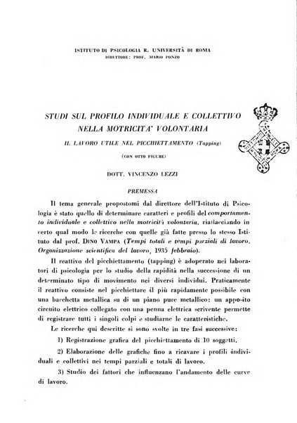 Lavoro umano rivista mensile di fisiologia, patologia e clinica del lavoro