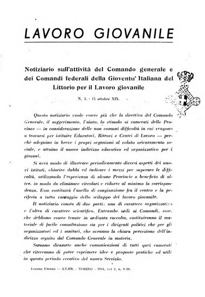 Lavoro umano rivista mensile di fisiologia, patologia e clinica del lavoro