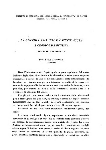 Lavoro umano rivista mensile di fisiologia, patologia e clinica del lavoro