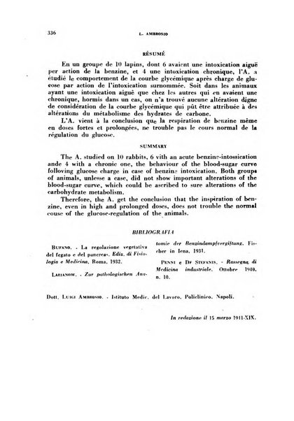 Lavoro umano rivista mensile di fisiologia, patologia e clinica del lavoro