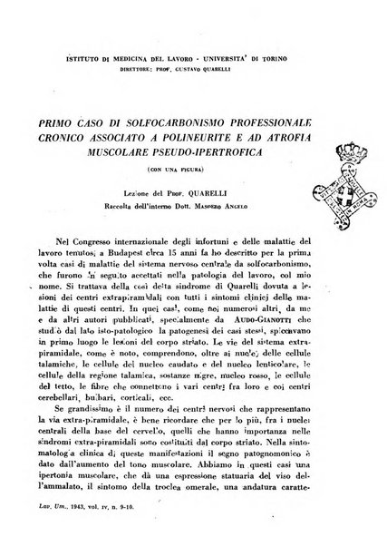 Lavoro umano rivista mensile di fisiologia, patologia e clinica del lavoro