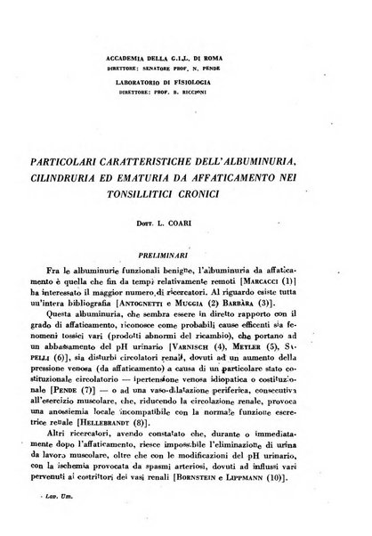 Lavoro umano rivista mensile di fisiologia, patologia e clinica del lavoro