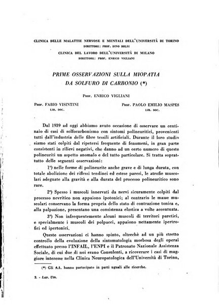 Lavoro umano rivista mensile di fisiologia, patologia e clinica del lavoro