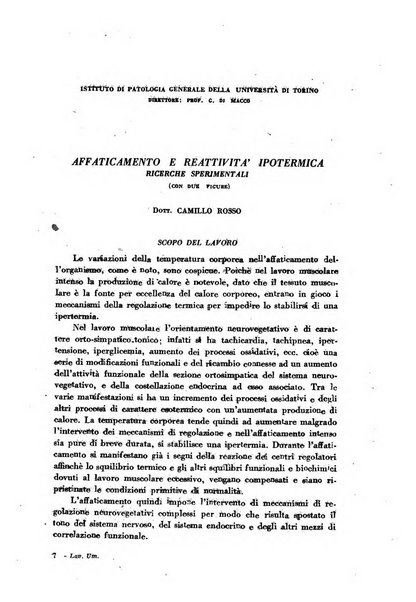 Lavoro umano rivista mensile di fisiologia, patologia e clinica del lavoro