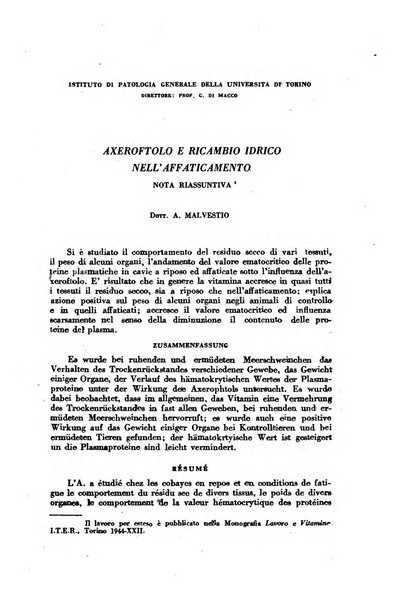 Lavoro umano rivista mensile di fisiologia, patologia e clinica del lavoro