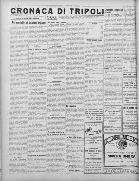 L'avvenire di Tripoli : quotidiano della Federazione fascista della tripolitania