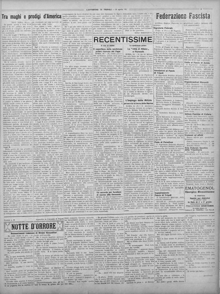 L'avvenire di Tripoli : quotidiano della Federazione fascista della tripolitania