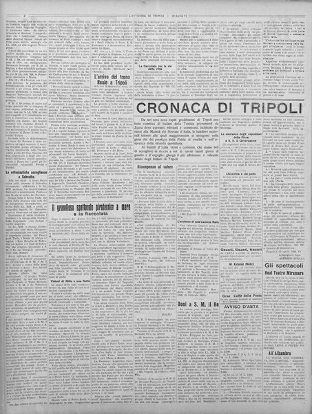 L'avvenire di Tripoli : quotidiano della Federazione fascista della tripolitania
