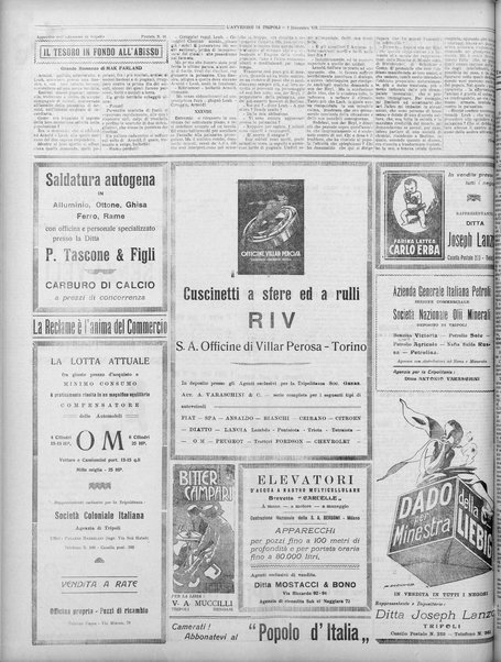 L'avvenire di Tripoli : quotidiano della Federazione fascista della tripolitania