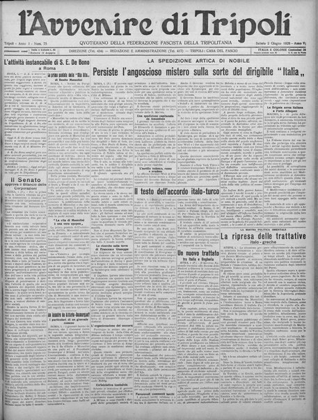 L'avvenire di Tripoli : quotidiano della Federazione fascista della tripolitania