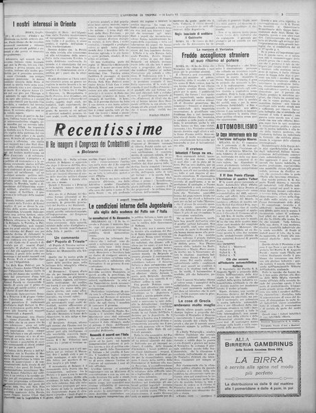 L'avvenire di Tripoli : quotidiano della Federazione fascista della tripolitania