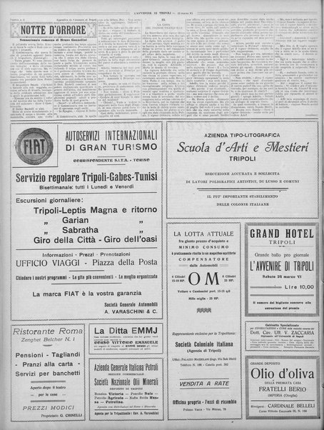 L'avvenire di Tripoli : quotidiano della Federazione fascista della tripolitania