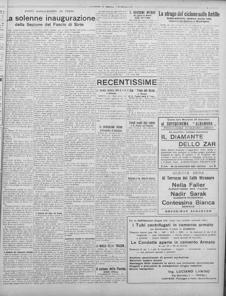 L'avvenire di Tripoli : quotidiano della Federazione fascista della tripolitania