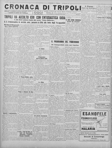 L'avvenire di Tripoli : quotidiano della Federazione fascista della tripolitania