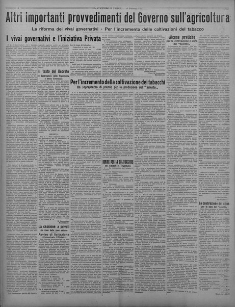 L'avvenire di Tripoli : quotidiano della Federazione fascista della tripolitania