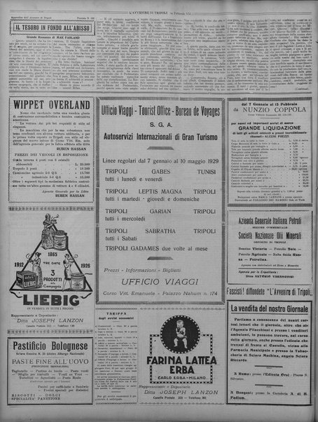 L'avvenire di Tripoli : quotidiano della Federazione fascista della tripolitania