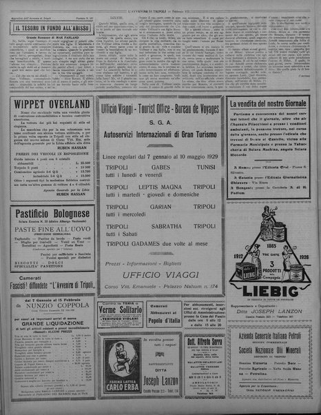 L'avvenire di Tripoli : quotidiano della Federazione fascista della tripolitania