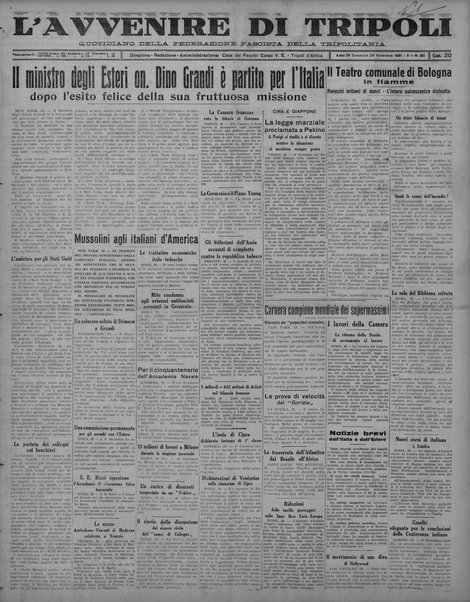 L'avvenire di Tripoli : quotidiano della Federazione fascista della tripolitania