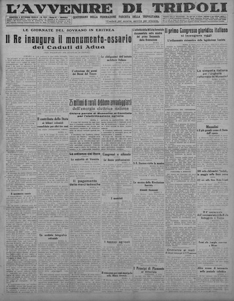 L'avvenire di Tripoli : quotidiano della Federazione fascista della tripolitania