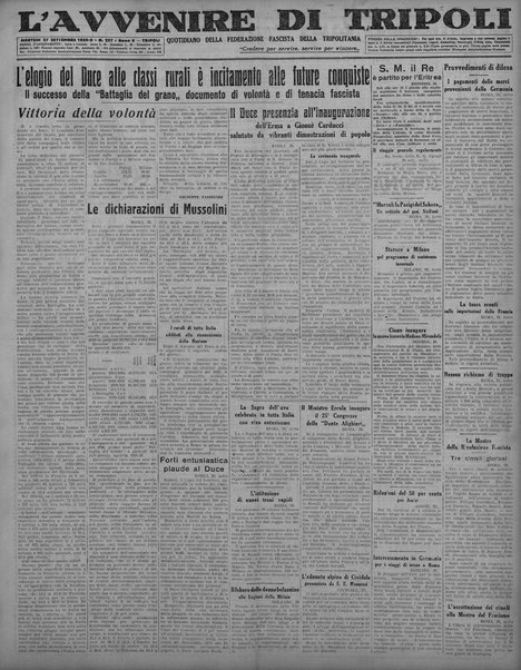 L'avvenire di Tripoli : quotidiano della Federazione fascista della tripolitania