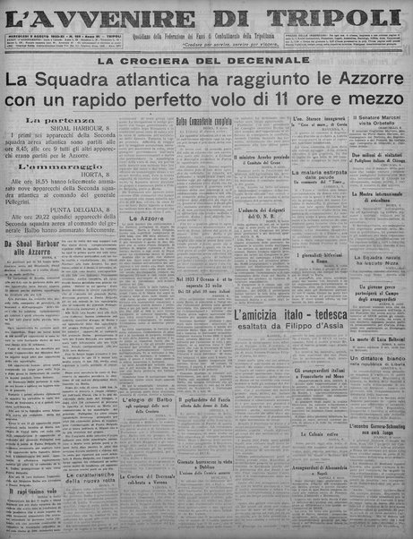 L'avvenire di Tripoli : quotidiano della Federazione fascista della tripolitania