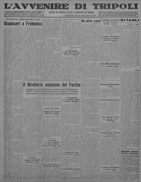 L'avvenire di Tripoli : quotidiano della Federazione fascista della tripolitania