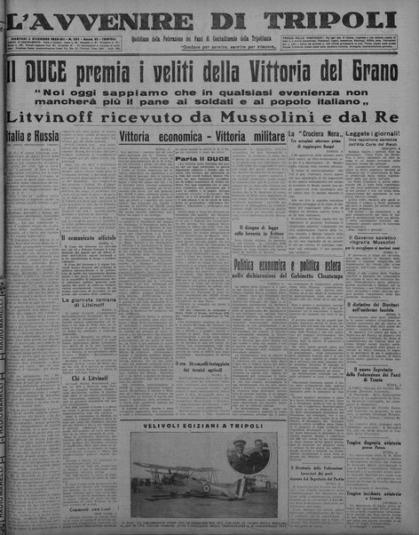 L'avvenire di Tripoli : quotidiano della Federazione fascista della tripolitania