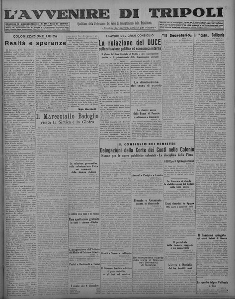 L'avvenire di Tripoli : quotidiano della Federazione fascista della tripolitania