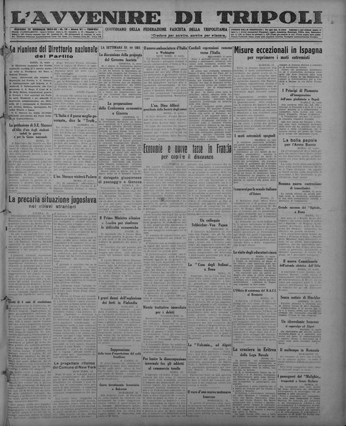 L'avvenire di Tripoli : quotidiano della Federazione fascista della tripolitania