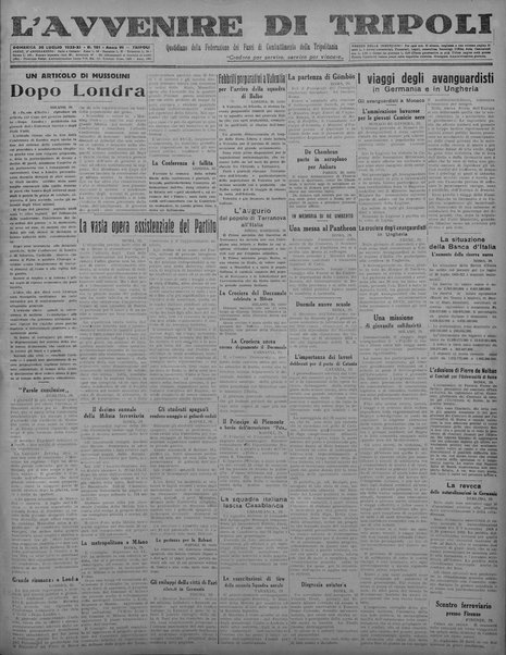 L'avvenire di Tripoli : quotidiano della Federazione fascista della tripolitania