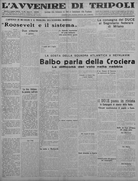 L'avvenire di Tripoli : quotidiano della Federazione fascista della tripolitania