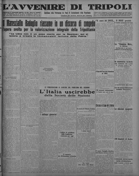 L'avvenire di Tripoli : quotidiano della Federazione fascista della tripolitania