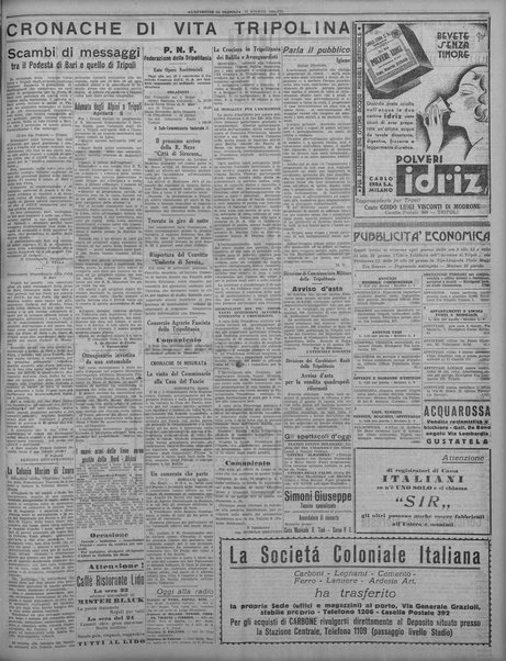 L'avvenire di Tripoli : quotidiano della Federazione fascista della tripolitania