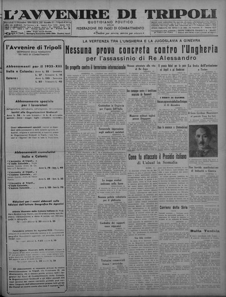 L'avvenire di Tripoli : quotidiano della Federazione fascista della tripolitania