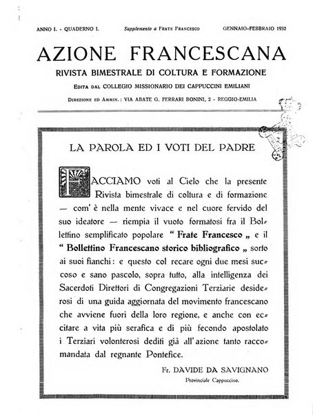 Azione francescana rivista bimestrale di coltura e formazione