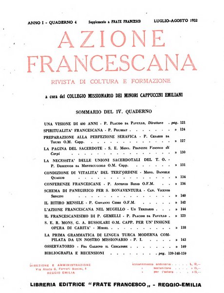 Azione francescana rivista bimestrale di coltura e formazione