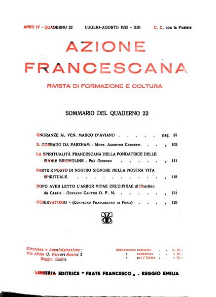 Azione francescana rivista bimestrale di coltura e formazione