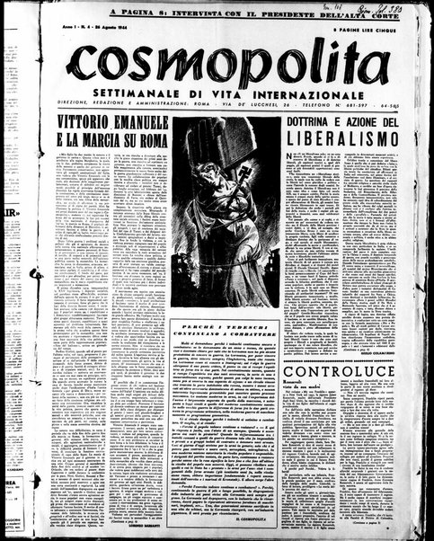 Cosmopolita : settimanale di vita internazionale