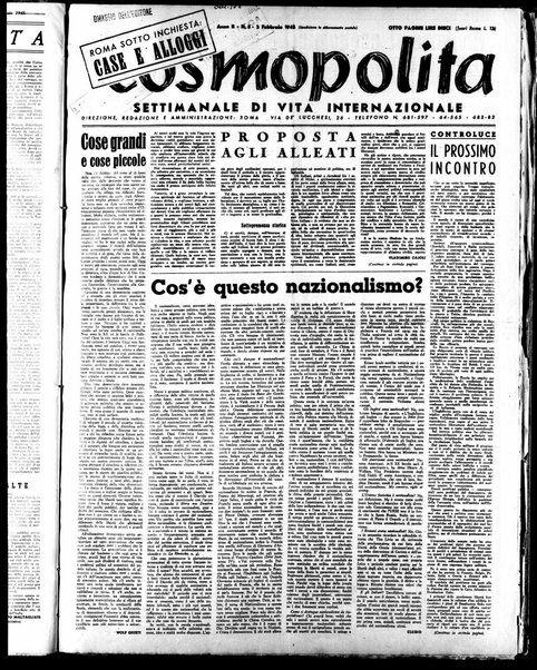 Cosmopolita : settimanale di vita internazionale