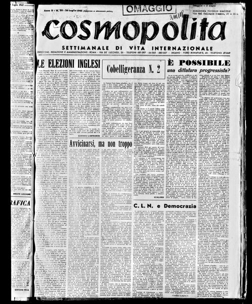 Cosmopolita : settimanale di vita internazionale