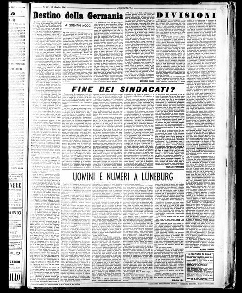 Cosmopolita : settimanale di vita internazionale